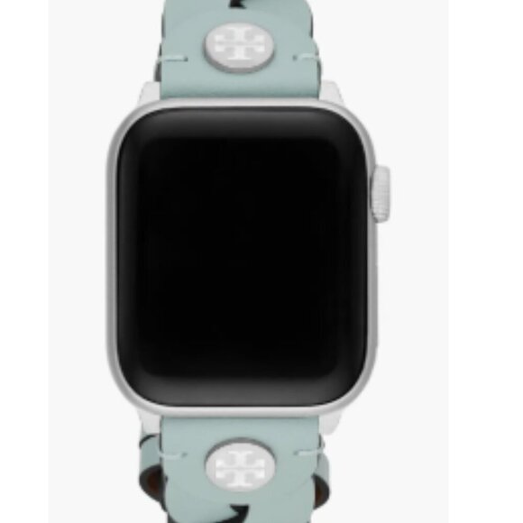 New! Tory Burch Apple Watch Band 38-45mm -Braided Leather Band-Light Blue - Picture 3 of 7